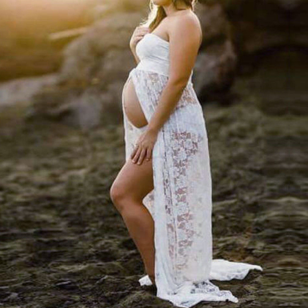 Sleeveless Strapless Lace Maxi Gown Pregnant Dresses for Photo Shoot Summer Dress