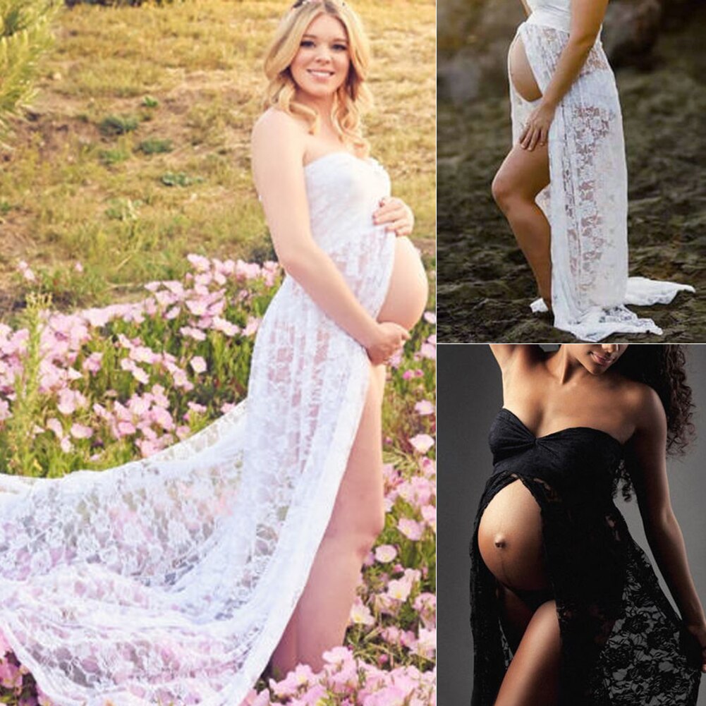 Sleeveless Strapless Lace Maxi Gown Pregnant Dresses for Photo Shoot Summer Dress