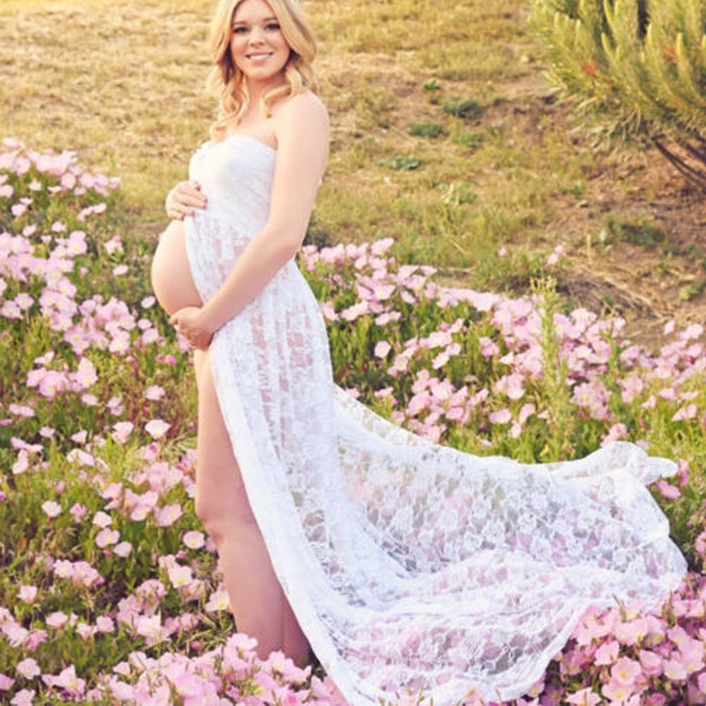 Sleeveless Strapless Lace Maxi Gown Pregnant Dresses for Photo Shoot Summer Dress