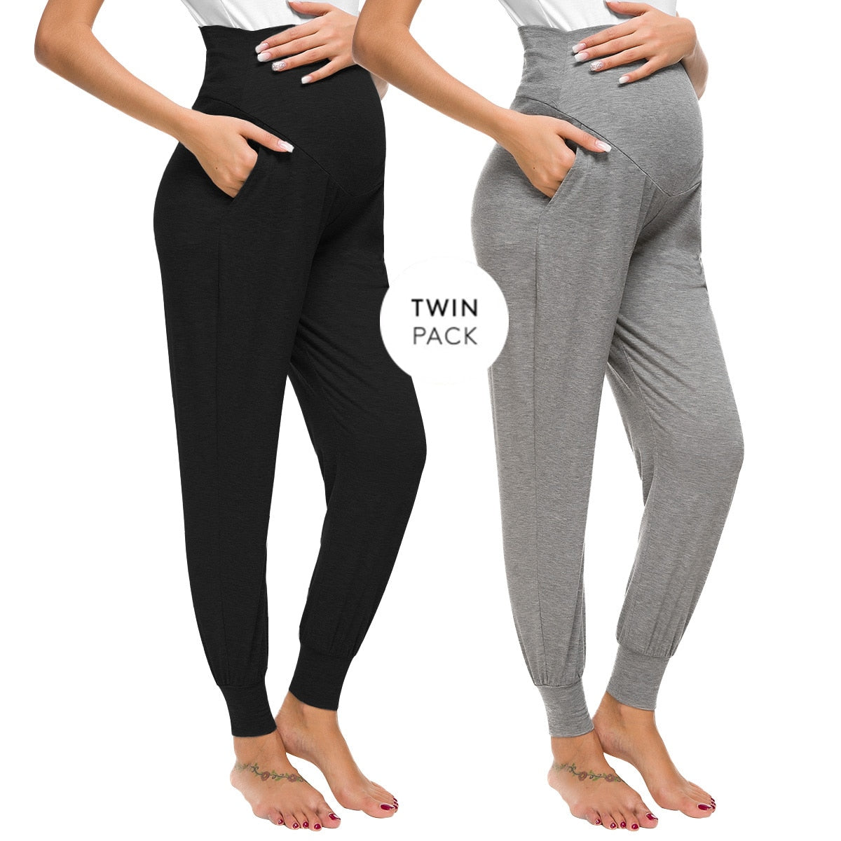 Stretchy Comfortable Pregnancy High Waist Pants with Pocket