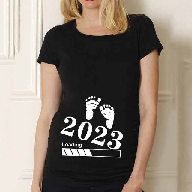 Baby Loading 2023 Printed Maternity T Shirt