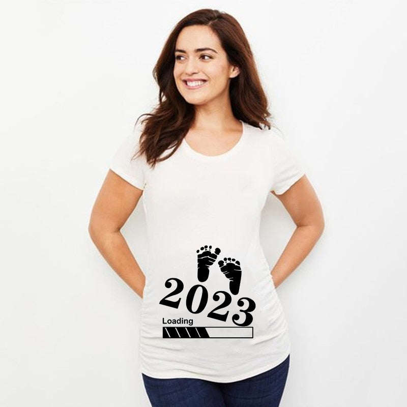 Baby Loading 2023 Printed Maternity T Shirt