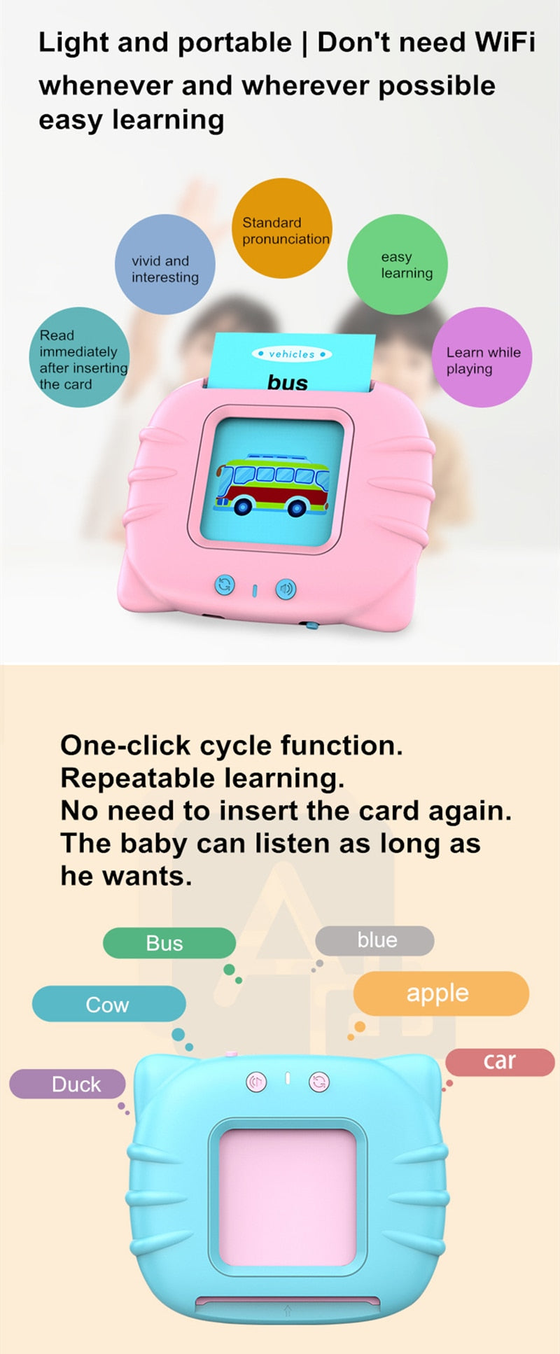 Flash Card Reader - Educational Montessori development Toy