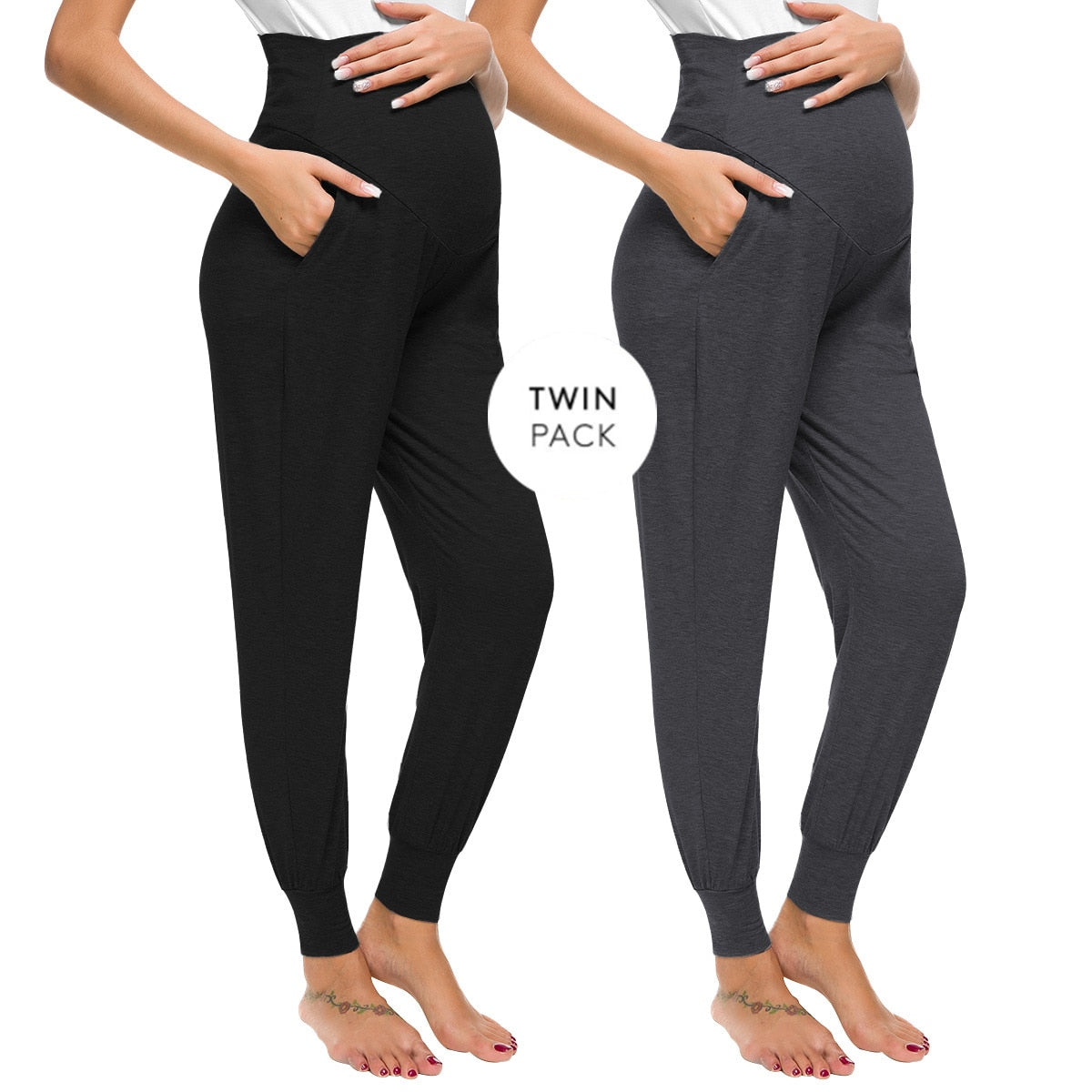 Stretchy Comfortable Pregnancy High Waist Pants with Pocket