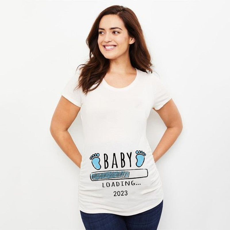 Baby Loading 2023 Printed Maternity T Shirt