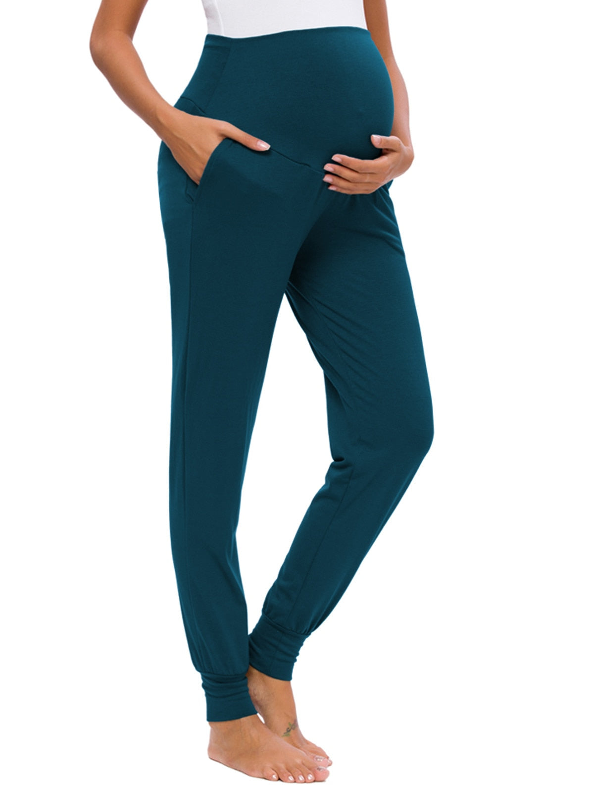 Stretchy Comfortable Pregnancy High Waist Pants with Pocket