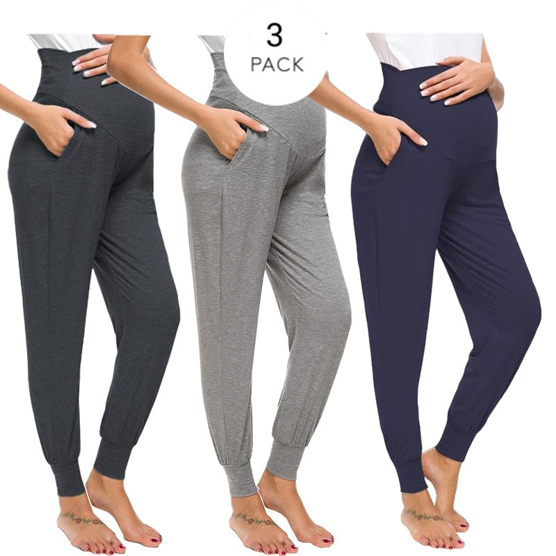 Stretchy Comfortable Pregnancy High Waist Pants with Pocket