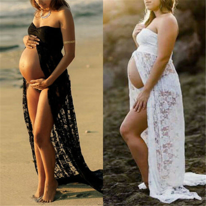 Sleeveless Strapless Lace Maxi Gown Pregnant Dresses for Photo Shoot Summer Dress