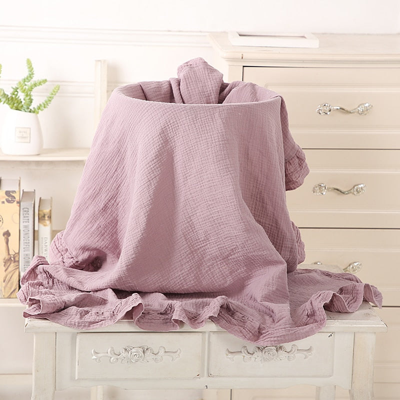 Ruffled Muslin Baby Swaddle Blankets