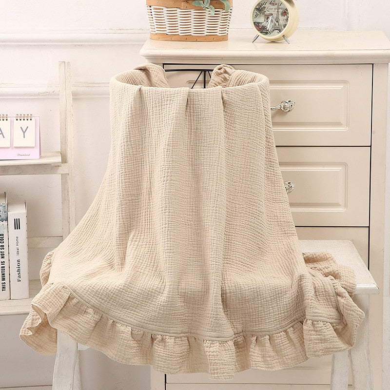 Ruffled Muslin Baby Swaddle Blankets