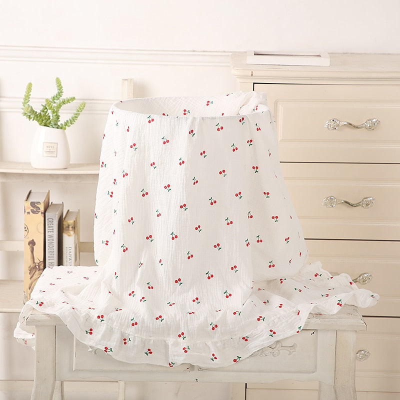 Ruffled Muslin Baby Swaddle Blankets