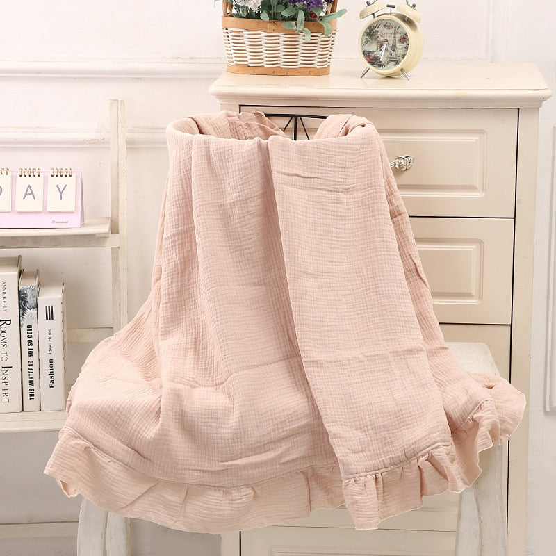 Ruffled Muslin Baby Swaddle Blankets