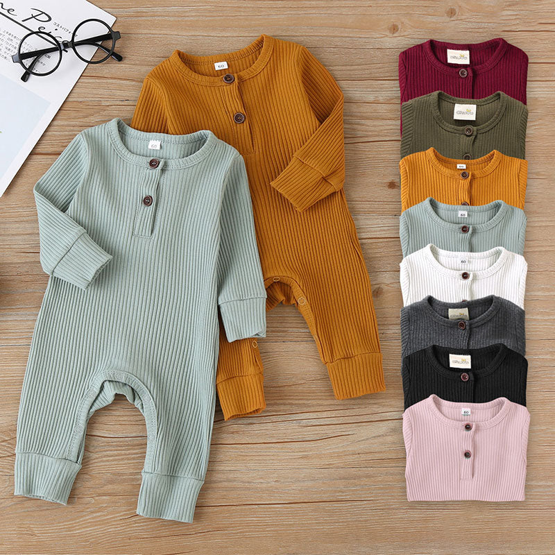 Unisex Newborn Solid Color Baby Rompers