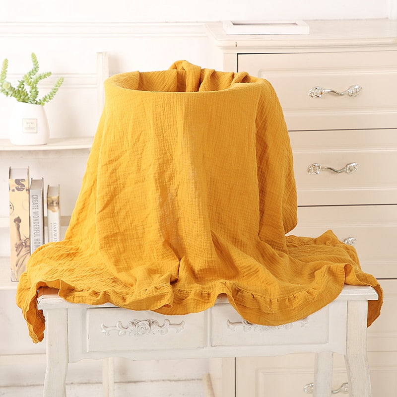 Ruffled Muslin Baby Swaddle Blankets