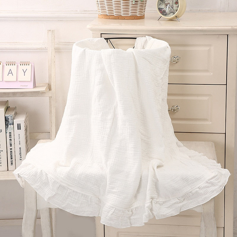 Ruffled Muslin Baby Swaddle Blankets