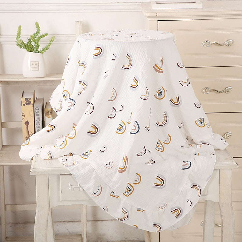 Ruffled Muslin Baby Swaddle Blankets