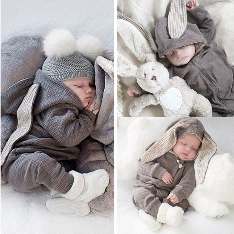 Newborn Rabbit Hooded Baby Romper