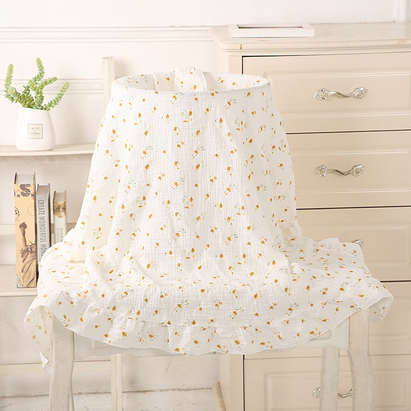 Ruffled Muslin Baby Swaddle Blankets