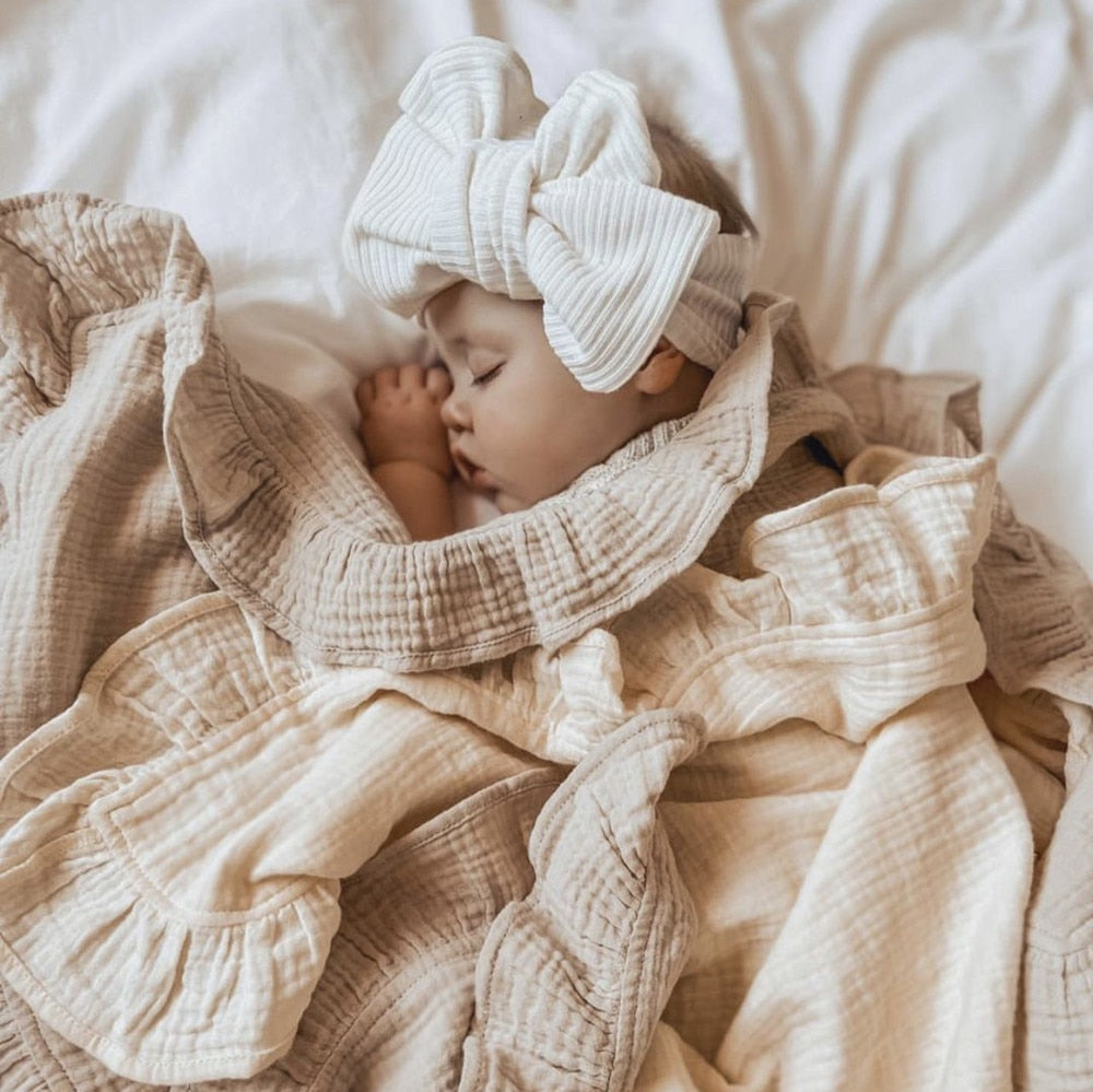 Ruffled Muslin Baby Swaddle Blankets