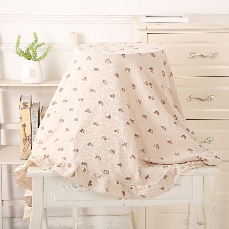 Ruffled Muslin Baby Swaddle Blankets