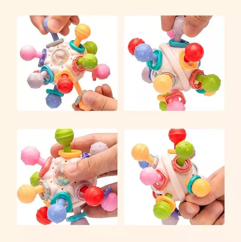 Sensory Rattle Teether Grasping Montessori Toy